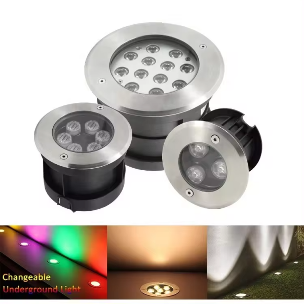 ST-OG65-1R-GRB RGB LED Underground Light IP65 Stainless Steel Recessed In-Ground Uplight for Garden & Landscape Lighting