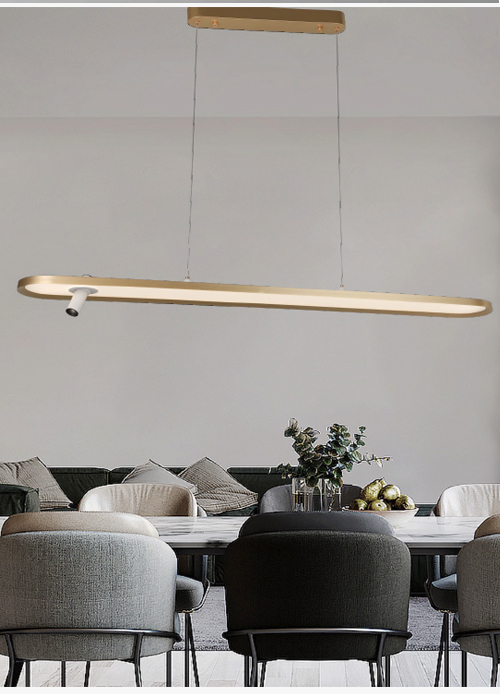 ull Spectrum Linear LED Pendant Light with 2 Mini Spotlights | Black & Gold | PL16017-D15A