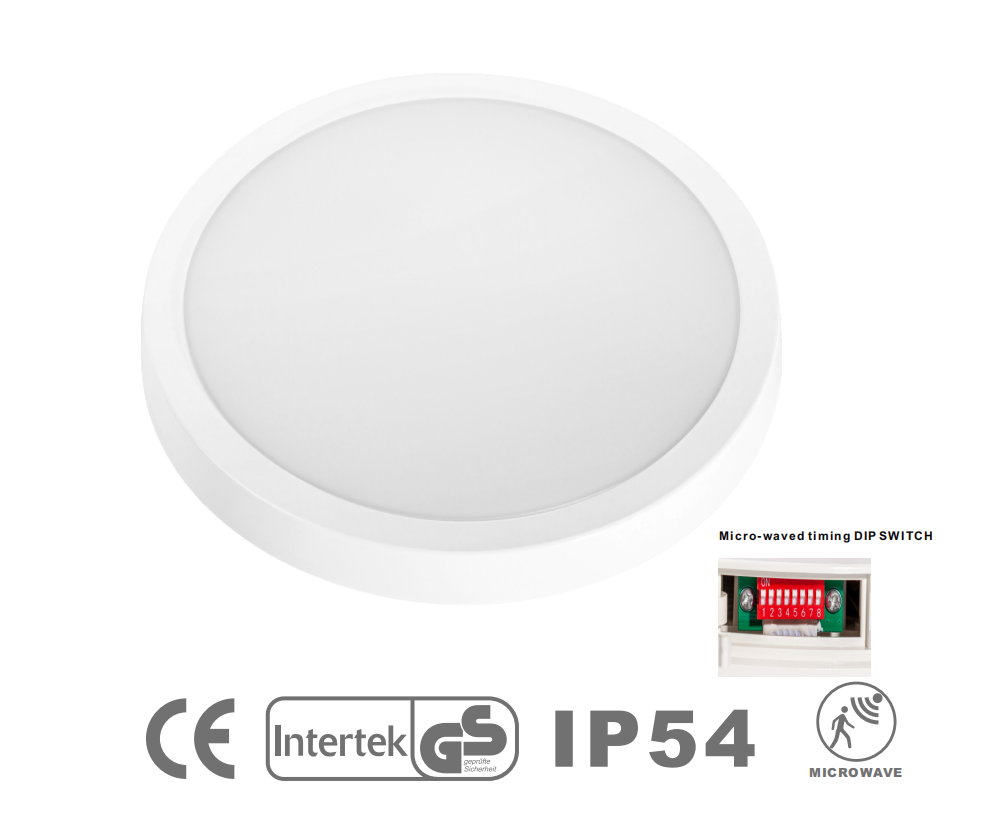TL5039-MW#IP54 Smart Panel Light with Microwave Timing DIP Switch LED Ceiling Lamp with CE GS