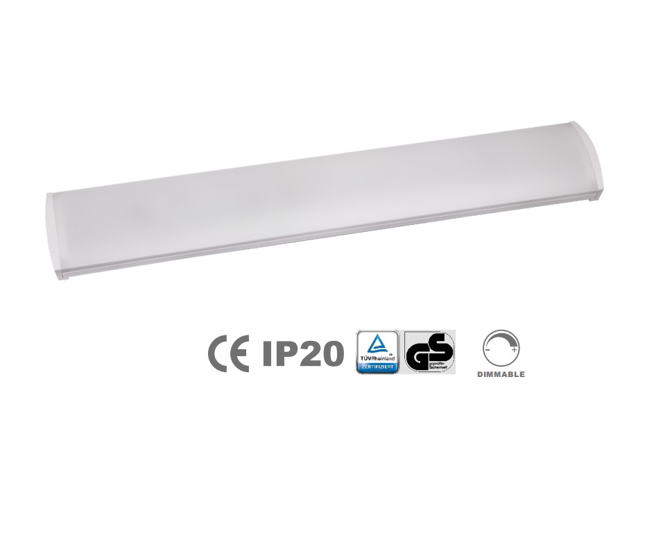 TL6016-3-DIM Dimmable LED Batten Ceiling Light IP20 Flat Dustproof Office Lighting Fixture CE GS Certified