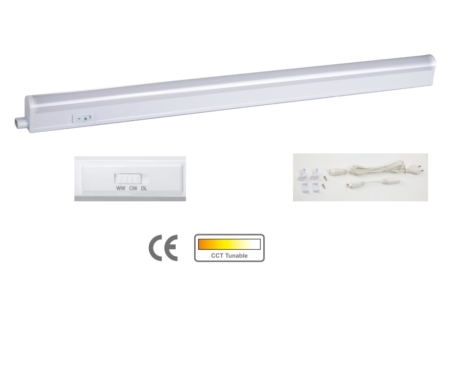 TL4001C-2 CCT Slide Switch LED T5 Batten Light Linkable Integrated Linear Tube Light Adjustable Color Temperature 4W–22W